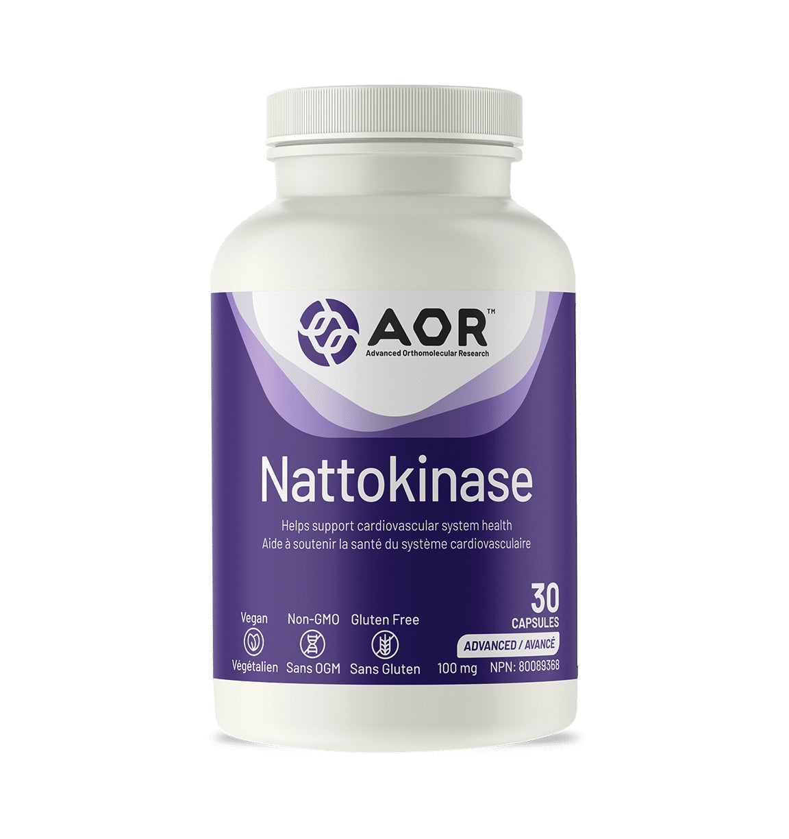 Nattokinase - 100mg - Aide à soutenir la santé du système cardiovasculaire - AOR- 30 capsules